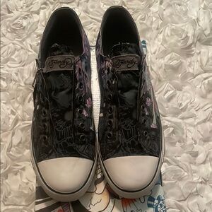 Ed Hardy Black and White Sneakers Classic Design